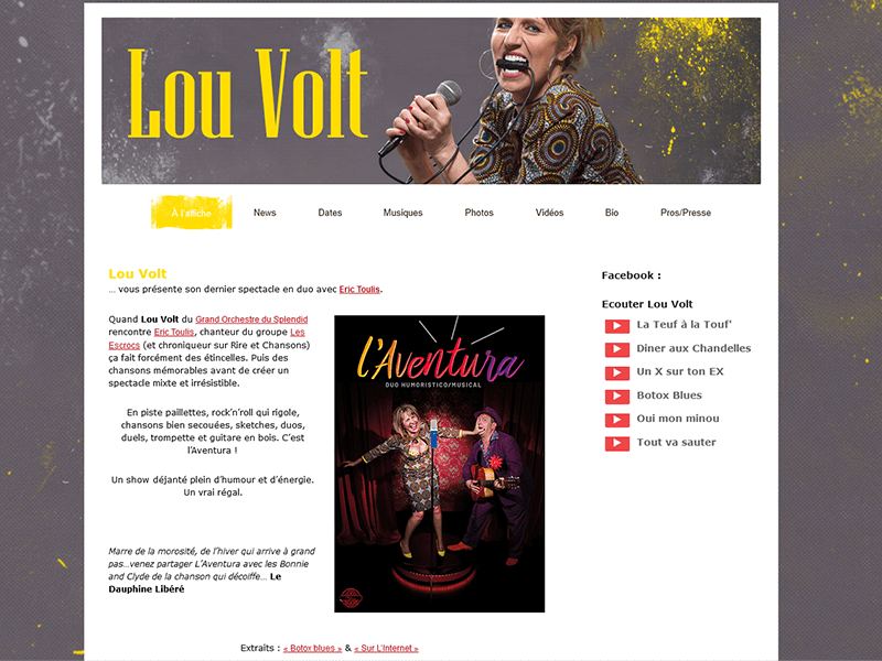 Page Actualité du site de Lou Volt