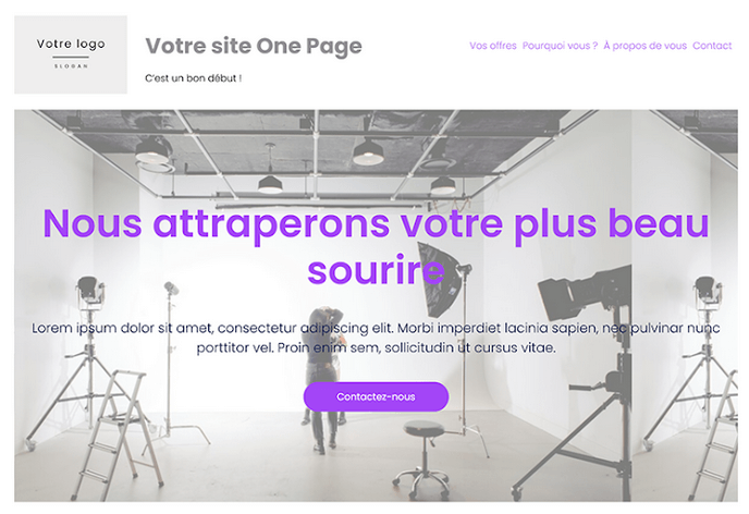 Exemple de site One Page habillé